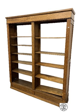 LIBRERIA A GIORNO IN LEGNO DI ROVERE CM.164X30 H.CM.195 - XX SECOLO - DIFETTI