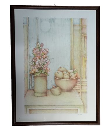 VITO MELOTTO (1928) NATURA MORTA - CROMOLITOGRAFIA CM.70X50 ES.PA FIRMATA IN...