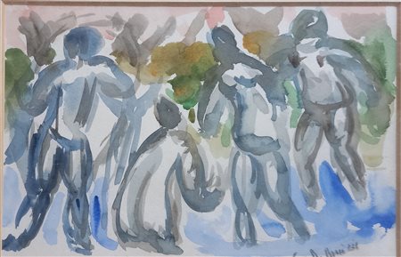 CRISTOFORO DE AMICIS (1902-1987) BAGNANTI - ACQUERELLO SU CARTA CM.20X30...