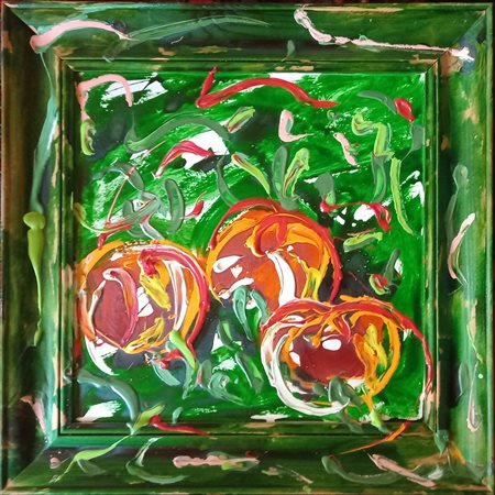 MARIO SCHIFANO (1934-1998) (ATTR.) NATURA MORTA SU VERDE - OLIO SU TELA E SU...