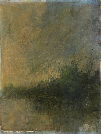 ANONIMO Paesaggio. Olio su tavola. Cm 23,00 x 30,00.