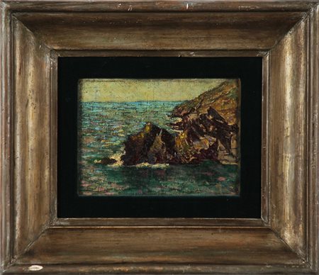DANIELL FRANK (1868 - 1932) Marina. Olio su tavola. Cm 22,00 x 16,00. Al...