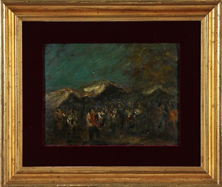 ANONIMO Al Parc Monaceau. Olio su tavola. Cm 33,50 x 25,50. Al retro scritta...