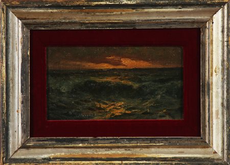 ANONIMO Marina. Olio su tela applicata su tavola. Cm 21,00 x 11,50....