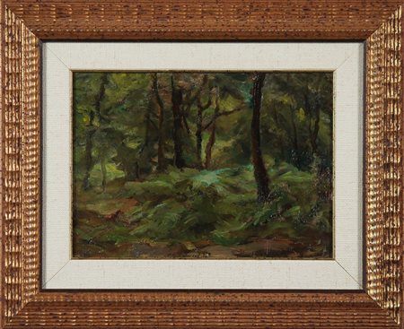 ANONIMO Paesaggio. Olio su cartone. Cm 35,00 x 25,00. Firma in basso a...