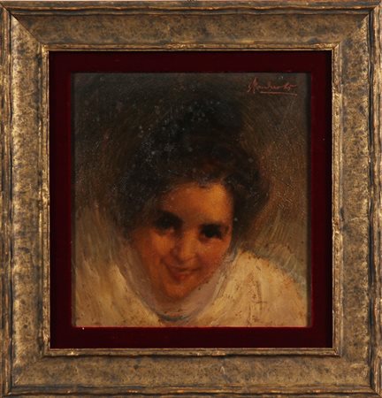 ANDREOLI ATTILIO (1877 - 1950) Ritratto. Olio su tela . Cm 32,50 x 34,50....
