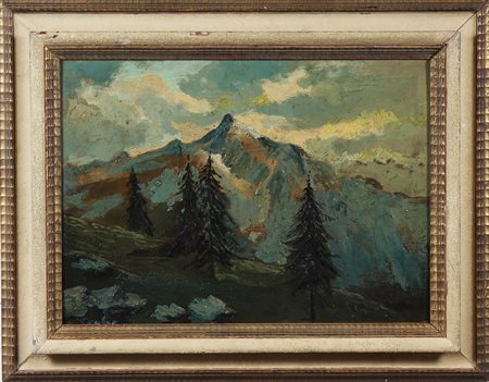 GOGLIO EUGENIO (1865 - 1926) Dolomiti. Olio su tavola. Cm 70,00 x 50,00....