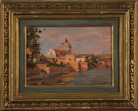 GALEOTA LEOPOLDO (1868 - 1938) Chiesa di San Salvatore e Barconi a riposo....