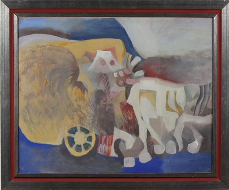 GRASSO CAPRIOLI ADRIANO (n. 1927) Carrettiere. 1977. Olio su carta su tela....