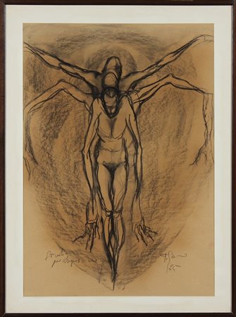 ANONIMO Studio per deposizione. 1975. Carboncino su carta. Cm 50,00 x 70,00....