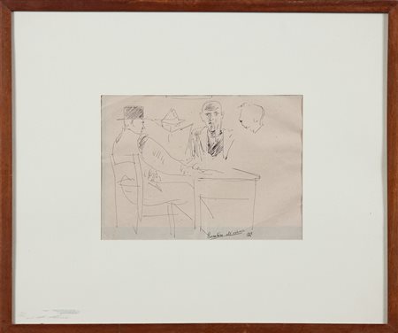 VELLANI MARCHI MARIO (1895 - 1979) Pescatori all' osteria. China su carta. Cm...