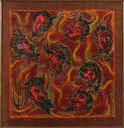 USELLINI GIANFILIPPO (1903 - 1971) I dongiovanni in castigo. 1961. Tempera su...