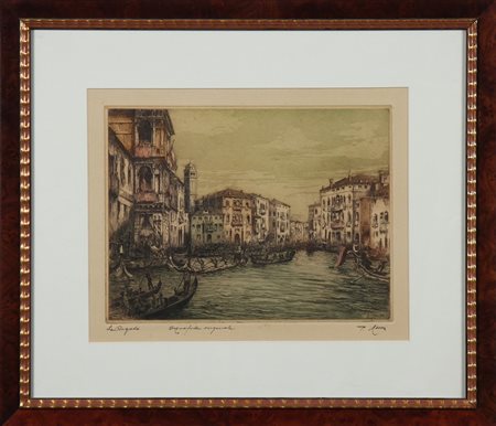 MENIN PERICLE (n. 1900) La regata. Incisione. Cm 50,00 x 35,00. Firma a...