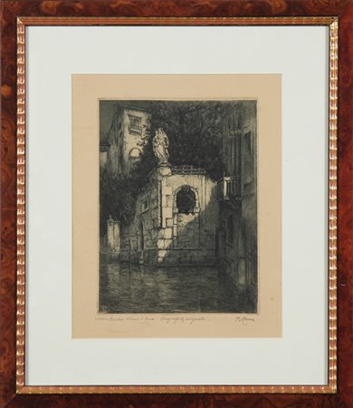MENIN PERICLE (n. 1900) Notte a Venezia, Chiaro di luna. Incisione. Cm 35,00...