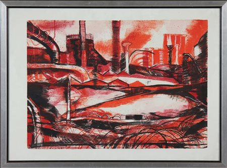 FARULLI FERNANDO (1923 - 1997) Senza titolo. Litografia ritoccata a mano. Cm...