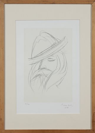 CONTI PRIMO (1900 - 1988) Senza titolo. 1978. Litografia acquerellata. Cm...