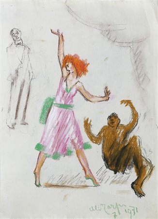 CARPI ALDO (1886 - 1973) Senza titolo. 1971. Tecnica mista su carta. Cm 35,00...