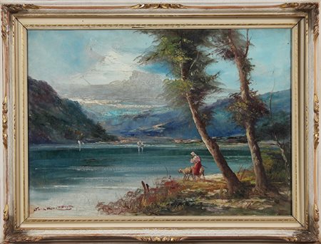 BRIOSCHI HATOS RENZO (1922 - 2000) Senza titolo. Olio su tela . Cm 70,00 x...