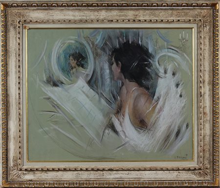 FELISARI ENRICO (1897 - 1981) Ritratto allo specchio. Olio su tela . Cm 75,00...