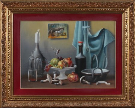 GROSSI PROFERIO (1923 - 2000) Natura morta. 1980. Olio su faesite. Cm 70,00 x...