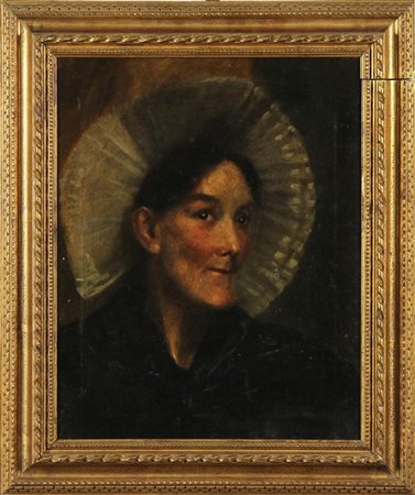 ARTISTA DEL XIX SECOLO Ritratto. Olio su tela . Cm 40,00 x 50,00. . Cornice...