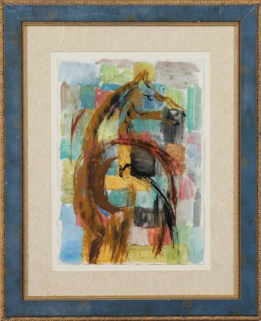 CASSINARI BRUNO (1912 - 1992) Cavallo. Tecnica mista su carta. Cm 23,50 x...