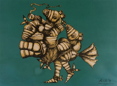 LUCIANO DE VITA (Ancona 1929 - Bologna 1992) "Senza titolo". Litografia a...