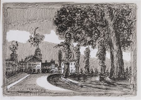 TONO ZANCANARO (Padova 1906 - 1985) "In pratono". Litografia a colori su...