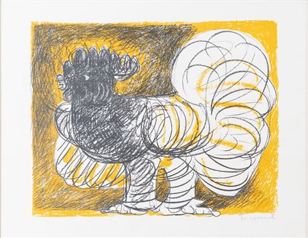 SALVATORE FIUME (Comiso 1915 - Milano 1997) "Senza titolo". Litografia a...