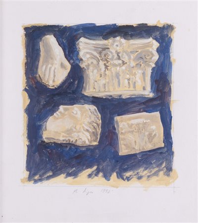 MAURIZIO LIGAS (1951- 2005) "Senza titolo", 1992. Tecnica mista su carta. Cm...