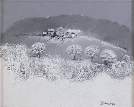 MANLIO BACOSI (Perugia 1921 – 1998) "Senza titolo". Olio su tela. Cm 40x50....