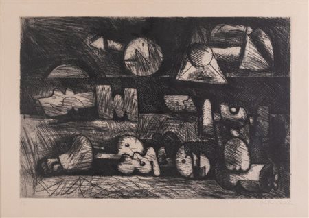 PIETRO CASCELLA (Pescara 1921 - Pietrasanta 2008) "Composizione". Incisione...