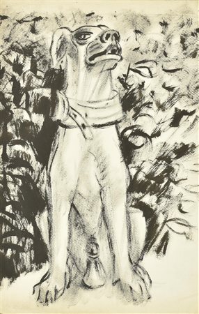 Enrico Allimandi IL GUARDIANO pastelli su carta, cm 57X38 eseguito nel 1950...