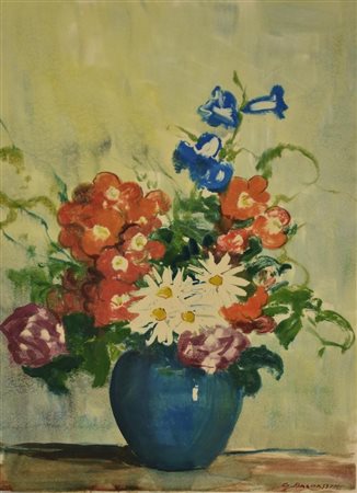 Guglielmo Baldassino VASO DI FIORI tecnica mista su cartoncino, cm 48x35 firma