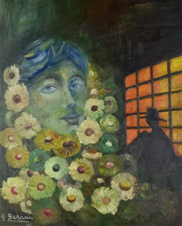 Ignoto MISTERI NOIR, 1981 olio su masonite, cm 50x38 firma e data