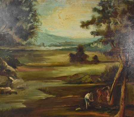Anonimo SCENA CAMPESTRE olio su tela, cm 60x70