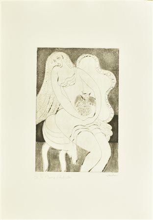 Sebastian LA CHOUETTE incisione su carta, battuta cm 30x20, su foglio cm...