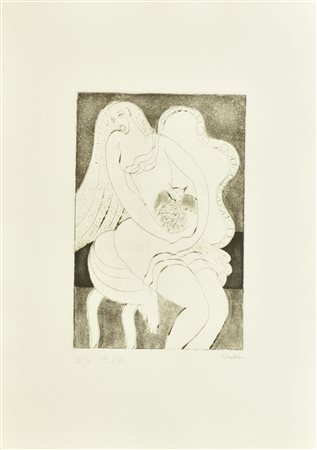 Sebastian LA CHOUETTE incisione su carta, battuta cm 30x20, su foglio cm...