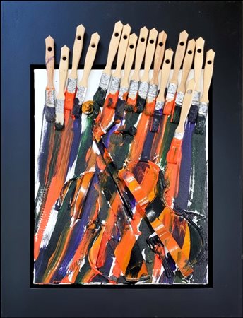 FERNANDEZ ARMAN - ARMAND PIERRE Nizza 1928 - New York 2005 "Pennelli e violino"