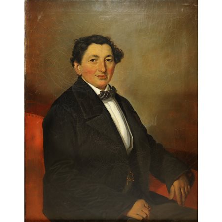 Ritratto a mezzo busto di uomo aristocratico con orecchino, nineteen° secolo