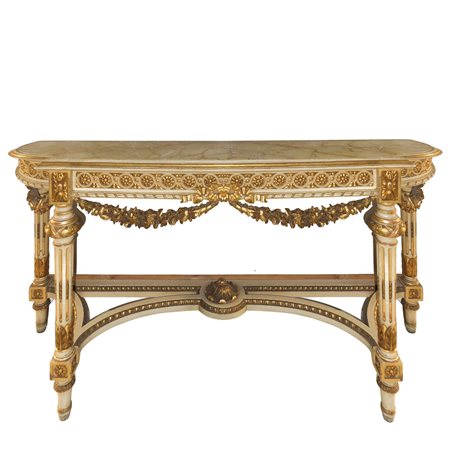 Grande console in legno laccato e dorato, fine 19° secolo