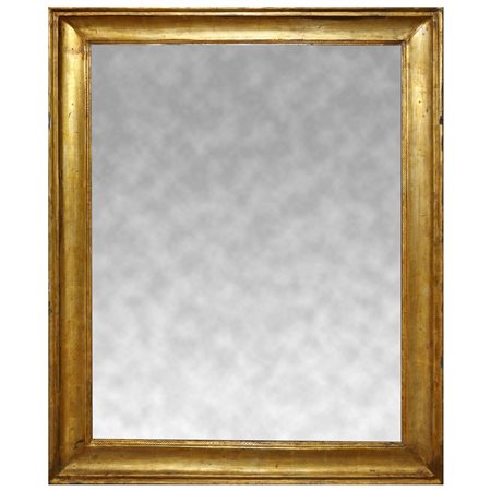 Specchiera in cornice a mezza canna in legno dorato, fine 19° secolo