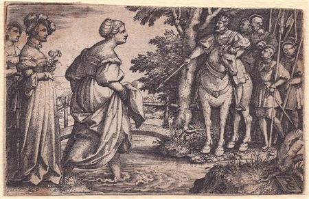 Georg Pencz (1500 ca. - 1550) 
La regina di Saba si rifiuta di attraversare il ponte di legno 1532 ca.
 