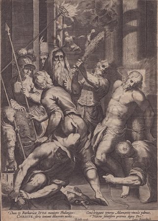 Theodoor Galle (attribuito a) - Aegidius Sadeler II (copia da) (1571 - 1633) , ( - 1568, 1629) 
La Flagellazione di Cristo 
 