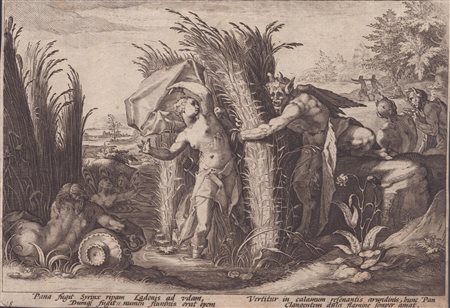 Hendrik Goltzius (bottega di) (1558 - 1617) 
Pan e Siringa 
 