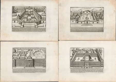 Giacomo Lauro (1560 - 1645) 
Lotto di 4 tavole con vedute di Roma 
 