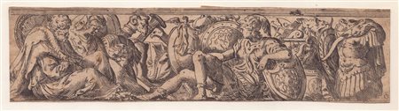 Odoardo Fialetti (1573 - 1638) 
Fregio con giovane eroe seduto di fronte a un uomo e una donna 
 