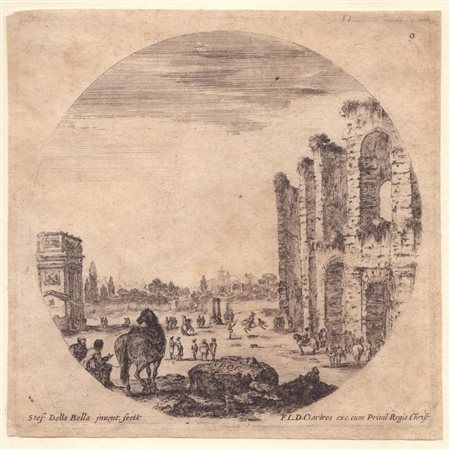 Stefano della Bella (Firenze, 1610 - 1664)  
Colosseo e Arco di Costantino 
 