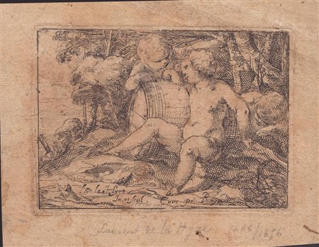Laurent de la Hyre (1606 - 1656) 
Tre putti con una botte di vino 
 