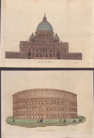 Giovanni Antonio Sasso (fl. 1800 - 1816) 
Esterno di S. Pietro | Esterno di Colosseo 
 